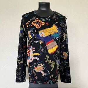 Chico's Black and Yellow Graphic Long Sleeve